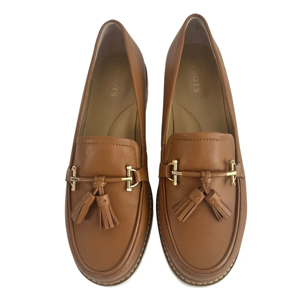 Talbots Tan Leather Bit Tassel‎ Lug Sole Loafers Women's Size 7M